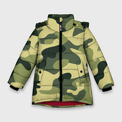 Куртка зимняя для девочки Камуфляж: зеленый/хаки, цвет: 3D-красный