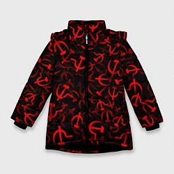 Куртка зимняя для девочки Серп и молот 2, цвет: 3D-черный