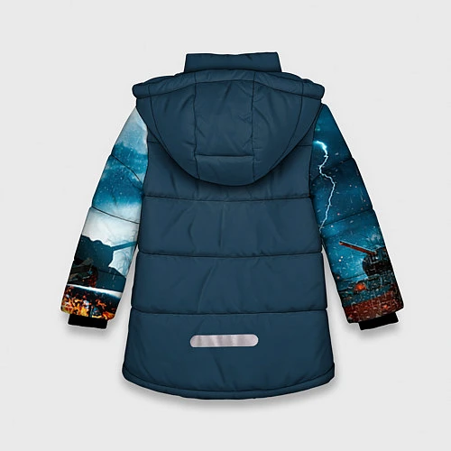 Зимняя куртка для девочки Танковые войска РФ / 3D-Красный – фото 2