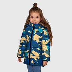 Куртка зимняя для девочки Камуфляж: голубой/желтый, цвет: 3D-черный — фото 2