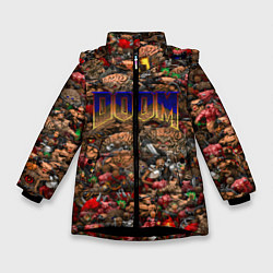 Куртка зимняя для девочки DOOM: Pixel Monsters, цвет: 3D-черный