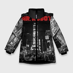 Куртка зимняя для девочки Mr. Robot City, цвет: 3D-черный