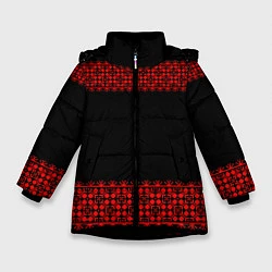 Куртка зимняя для девочки Славянский орнамент (на чёрном), цвет: 3D-черный