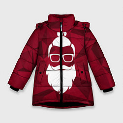 Куртка зимняя для девочки Санта хипстер, цвет: 3D-черный