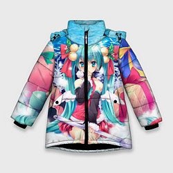 Куртка зимняя для девочки Мику с подарками цвета 3D-черный — фото 1