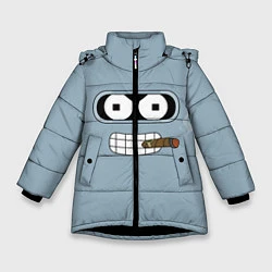 Куртка зимняя для девочки Лицо Бендера, цвет: 3D-черный