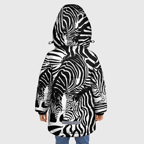 Зимняя куртка для девочки Полосатая зебра / 3D-Светло-серый – фото 4