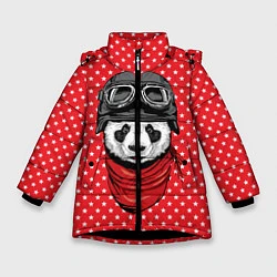 Куртка зимняя для девочки Панда пилот, цвет: 3D-черный