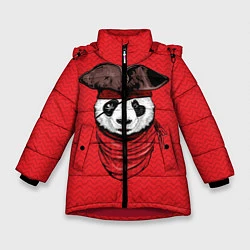 Куртка зимняя для девочки Панда пират, цвет: 3D-красный