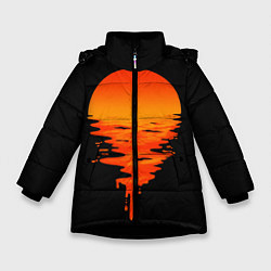 Куртка зимняя для девочки Отражение Солнца, цвет: 3D-черный