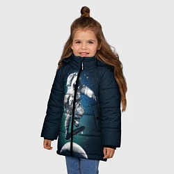 Куртка зимняя для девочки Космический скейтбординг, цвет: 3D-черный — фото 2
