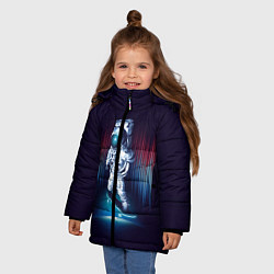 Куртка зимняя для девочки Космический скейтбордист, цвет: 3D-черный — фото 2