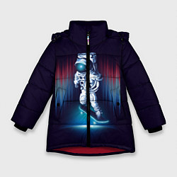 Куртка зимняя для девочки Космический скейтбордист, цвет: 3D-красный