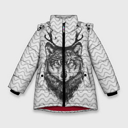 Куртка зимняя для девочки Рогатый волк, цвет: 3D-красный