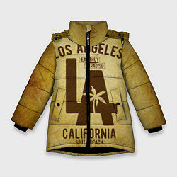 Куртка зимняя для девочки Лос-Анджелес, цвет: 3D-черный