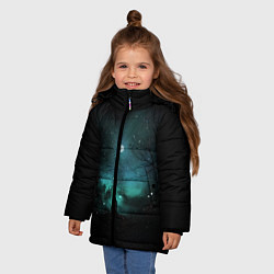 Куртка зимняя для девочки Взгляд на звезды, цвет: 3D-светло-серый — фото 2