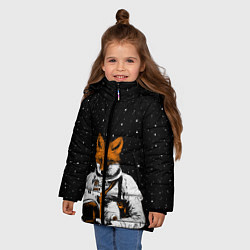 Куртка зимняя для девочки Лис космонавт, цвет: 3D-черный — фото 2