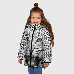 Куртка зимняя для девочки Белый леопард, цвет: 3D-черный — фото 2
