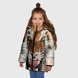 Куртка зимняя для девочки Свирепый тигр, цвет: 3D-черный — фото 2