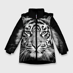 Куртка зимняя для девочки Мордочка тигра, цвет: 3D-черный