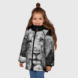 Куртка зимняя для девочки Милый лев, цвет: 3D-черный — фото 2