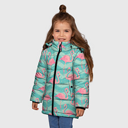 Куртка зимняя для девочки Flamingo Pattern, цвет: 3D-черный — фото 2