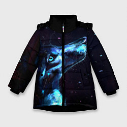 Куртка зимняя для девочки Лунный волк, цвет: 3D-черный