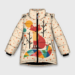 Куртка зимняя для девочки Осенняя лисичка, цвет: 3D-черный