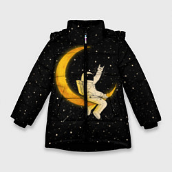 Куртка зимняя для девочки Лунный наездник, цвет: 3D-черный
