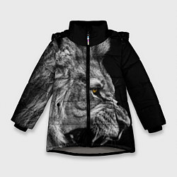 Куртка зимняя для девочки Оскал льва, цвет: 3D-светло-серый