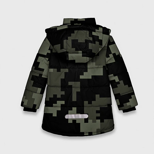 Зимняя куртка для девочки Камуфляж пиксельный: черный/серый / 3D-Красный – фото 2