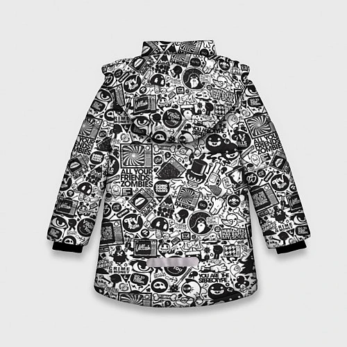 Зимняя куртка для девочки Стикербомбинг / 3D-Светло-серый – фото 2