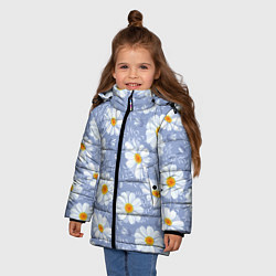 Куртка зимняя для девочки Нежные ромашки, цвет: 3D-светло-серый — фото 2