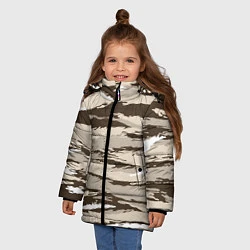 Куртка зимняя для девочки Камуфляж: коричневый/кремовый, цвет: 3D-черный — фото 2