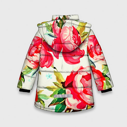 Зимняя куртка для девочки Пиончики / 3D-Красный – фото 2