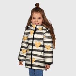 Куртка зимняя для девочки Сердца, цвет: 3D-черный — фото 2