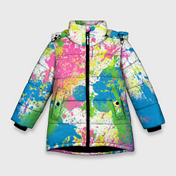 Куртка зимняя для девочки Брызги, цвет: 3D-черный