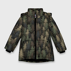 Зимняя куртка для девочки Лесной камуфляж