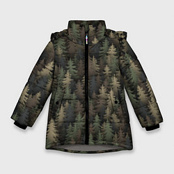 Куртка зимняя для девочки Лесной камуфляж, цвет: 3D-светло-серый
