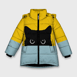 Куртка зимняя для девочки Черная кошка, цвет: 3D-черный