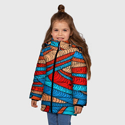 Куртка зимняя для девочки Яркие полосы, цвет: 3D-черный — фото 2