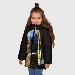 Куртка зимняя для девочки Девушка с жемчужной сережкой, цвет: 3D-черный — фото 2