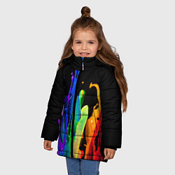 Куртка зимняя для девочки Всплеск красок, цвет: 3D-черный — фото 2
