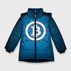 Куртка зимняя для девочки Bitcoin Blue, цвет: 3D-черный