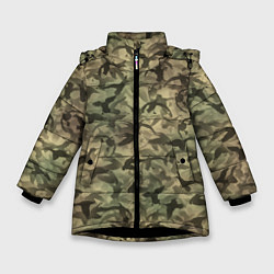 Куртка зимняя для девочки Камуфляж с утками, цвет: 3D-черный