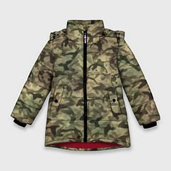 Куртка зимняя для девочки Камуфляж с утками, цвет: 3D-красный