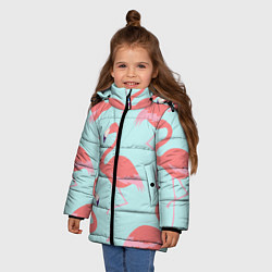 Куртка зимняя для девочки Розовые фламинго, цвет: 3D-черный — фото 2