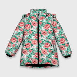 Куртка зимняя для девочки Розы, цвет: 3D-черный