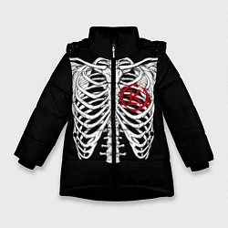 Куртка зимняя для девочки Кукрыниксы: Скелет, цвет: 3D-черный