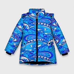 Куртка зимняя для девочки Floral pattern, цвет: 3D-черный